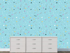 טפט – צורות צבעוניות על רקע תכלת