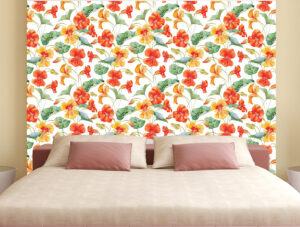 טפט - פרחים ועלים מאוירים