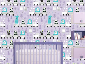 טפט - רכבת חיות על רקע סגול