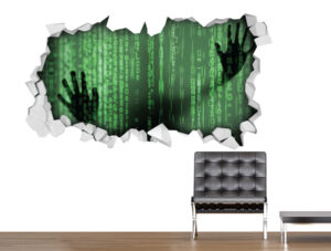 מדבקה - חור בקיר - תקוע במטריקס