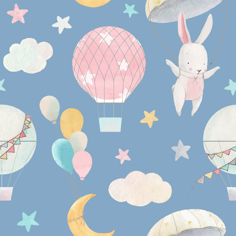 טפט - ארנבים חמודים וכדורים פורחים