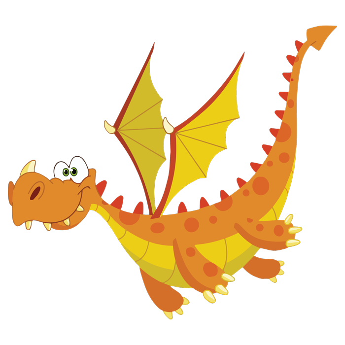 מדבקה - דרקון כתום חמוד