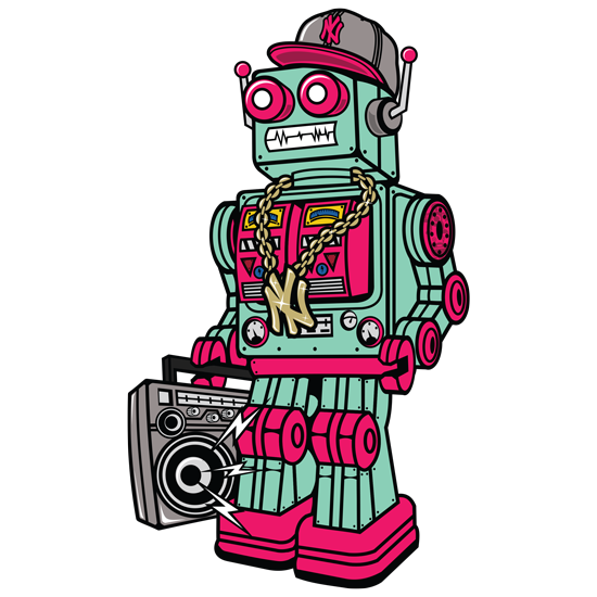 מדבקה - רובוט מגניב מעוצב