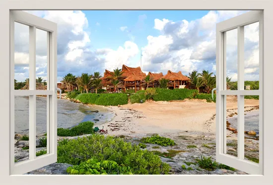 מדבקה - חלון עם נוף יפיפה