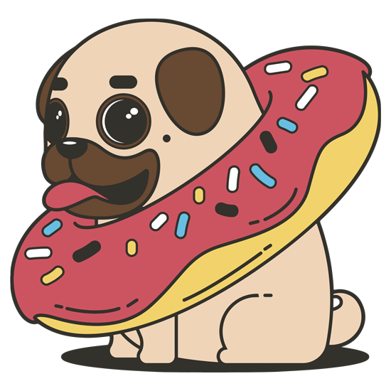 מדבקה - כלב חמוד בתוך דונט