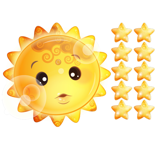 מדבקות - שמש וכוכבים