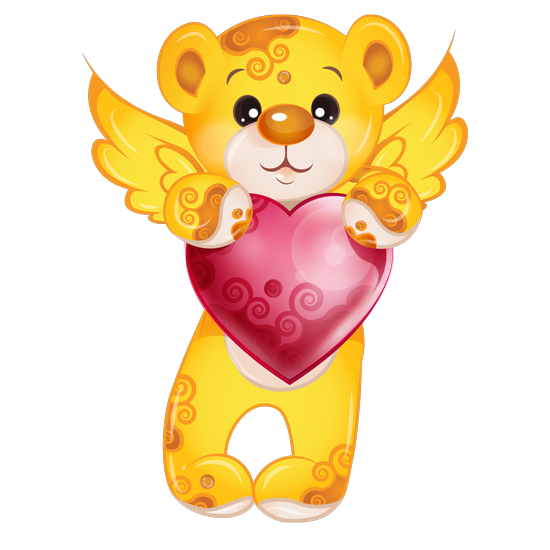 מדבקה - דובון צהוב עם לב