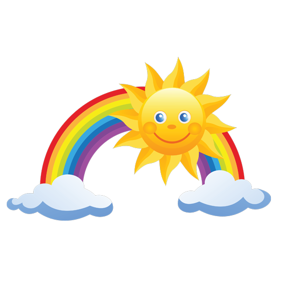 מדבקה - שמש וקשת בענן