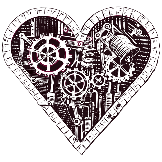 מדבקה - לב סטימפאנק