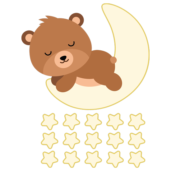 מדבקה - דובון על הירח