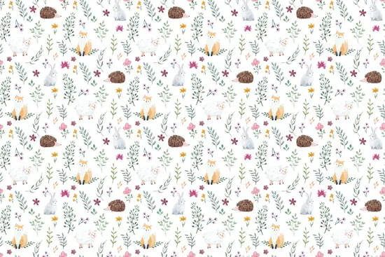 טפט - חיות חמודות על רקע לבן