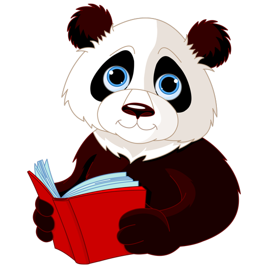 מדבקה - דובון פנדה קורא ספר