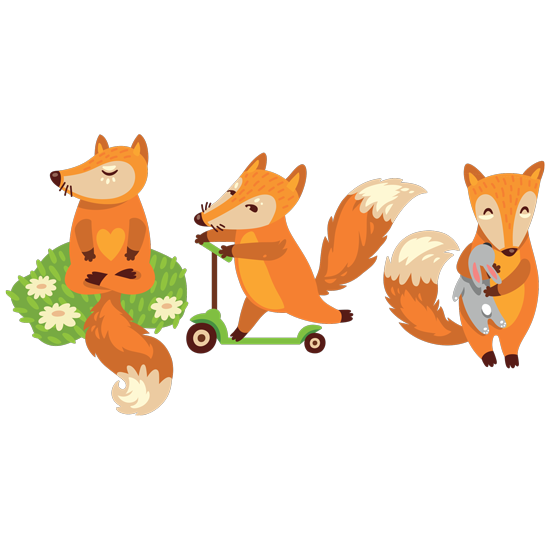 מדבקות - 3 שועלים חמודים