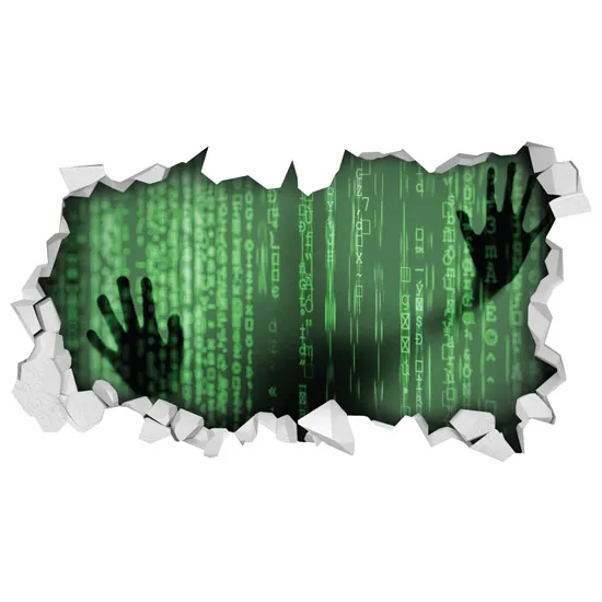 מדבקה - חור בקיר - תקוע במטריקס