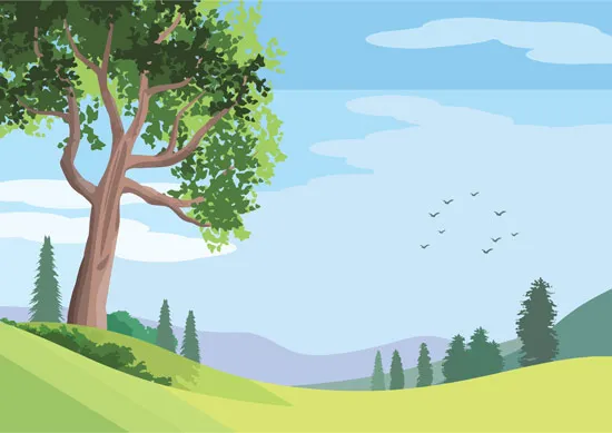 טפט - נוף טבע מאוייר יפיפה