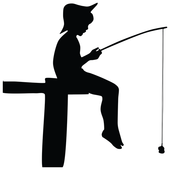 מדבקת קיר דייג עם חכה