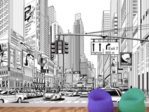 טפט - עיר קומיקס שחור לבן