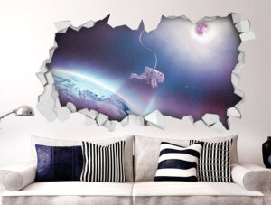 מדבקה - חור בקיר אסטרונאוט אבוד בחלל