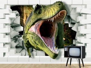 טפט | חור בקיר - דינוזאור יוצא מהקיר