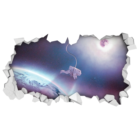 מדבקה - חור בקיר אסטרונאוט אבוד בחלל