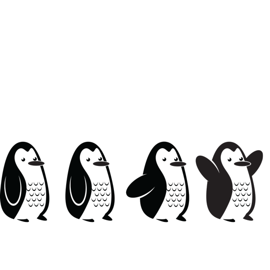 מדבקה | פינגווינים חמודים קופצים למים