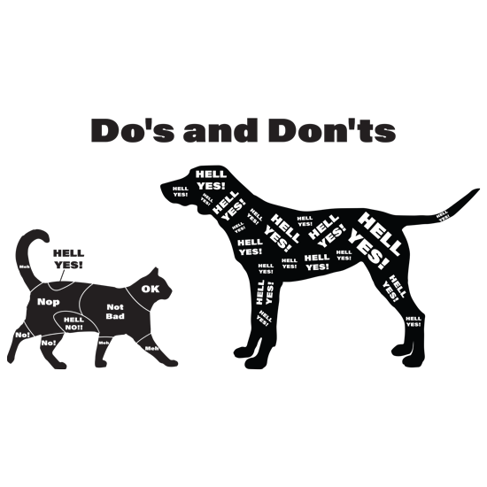 מדבקה - חתול וכלב, עשה ואל תעשה