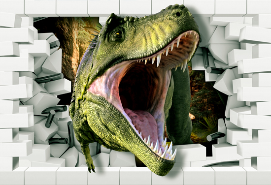 טפט | חור בקיר - דינוזאור יוצא מהקיר