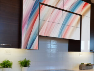 טפט גלים בצבעי פסטל לארונות מטבח