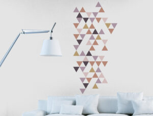 מדבקות משולשים בגווני סגול בז׳ ורוד