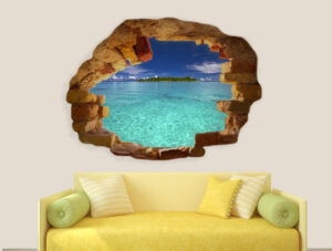 מדבקת חור בקיר לים צלול
