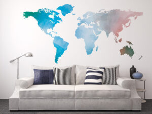 מפת עולם בצבעונית פסטלית