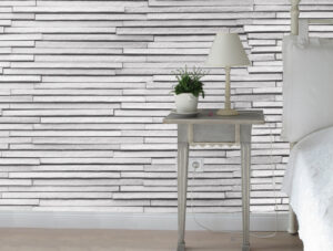 טפט בריקים דקים לבנים בגוון אפרפר