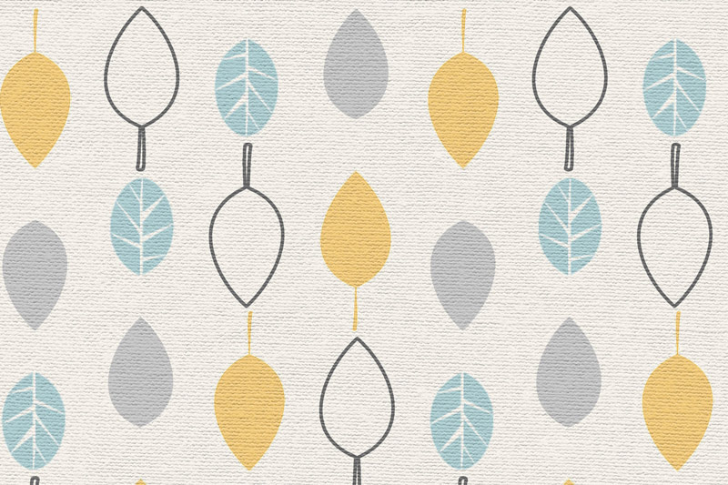 טפט קיר - עלים פסטלים