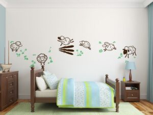 מדבקת קיר - כבשים חמודות