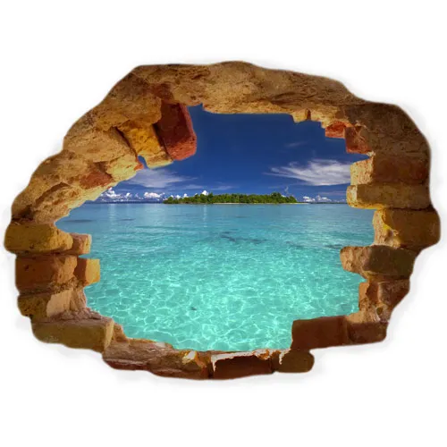 מדבקת חור בקיר לים צלול