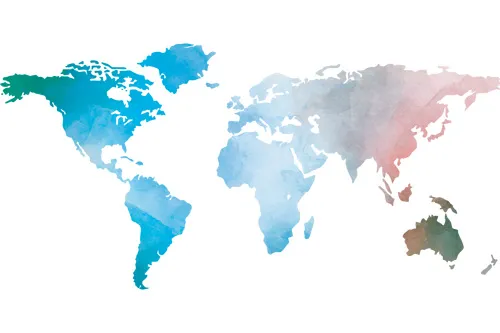 מפת עולם בצבעונית פסטלית