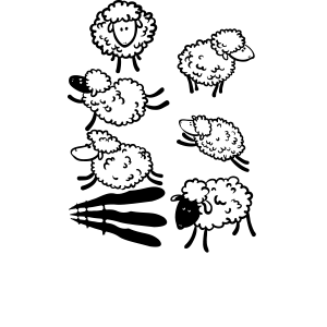 מדבקת קיר - כבשים חמודות
