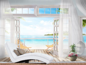 טפט - מרפסת עם נוף לים