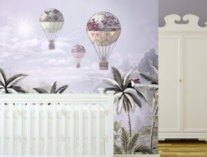 טפט - ארנבים בכדורים פורחים