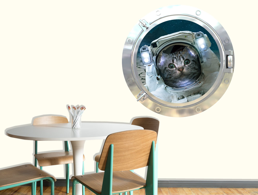 מדבקת קיר - אסטרונאוט חתולי