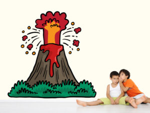 מדבקת קיר - הר געש מתפרץ