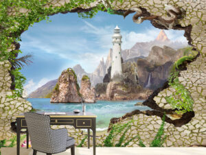 מדבקת טפט - חור בקיר ים