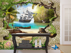 מדבקת טפט - חור בקיר ספינת פירטים