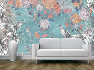 טפט - פרחים מאויירים