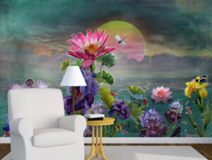 טפט - עיצוב פרחים צבעוניים
