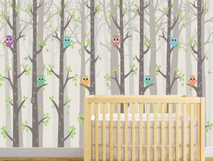 טפט - יער וציפורים צבעוניות