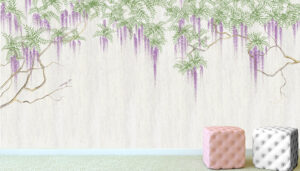 טפט - פריחה סגולה בציור קיר