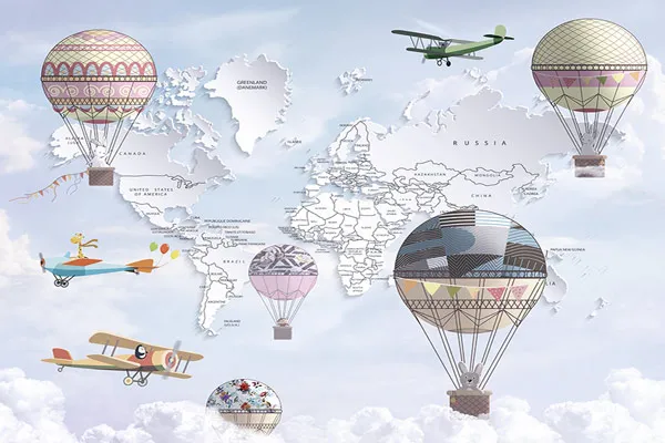 טפט - מפת עולם וחיות מתוקות