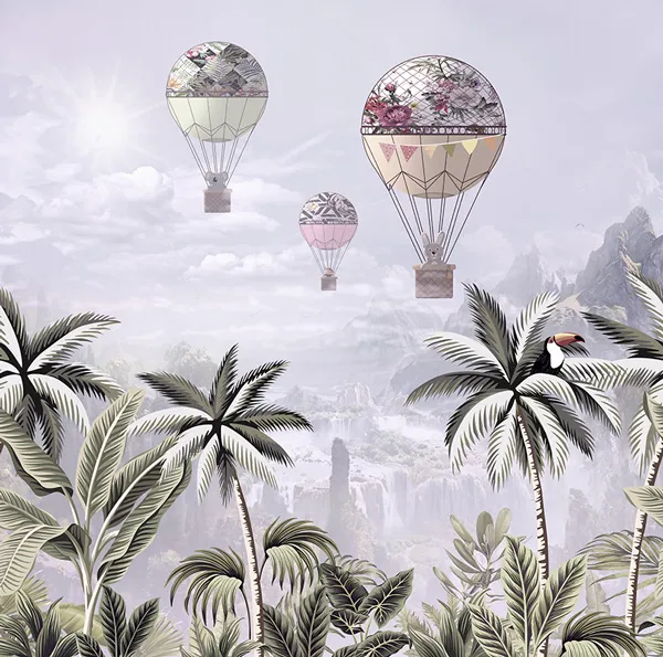 טפט - ארנבים בכדורים פורחים