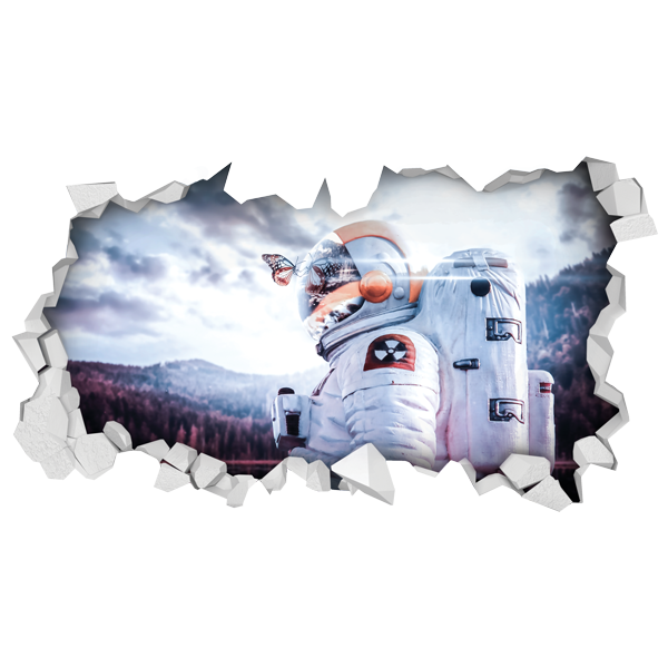 מדבקת קיר - פרפר ואסטרונאוט